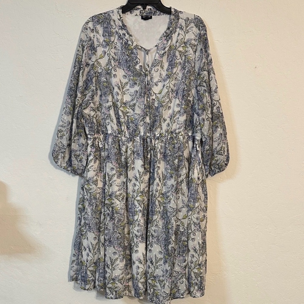 torrid White Floral Mini Dress with Blue, Pink & Green Print